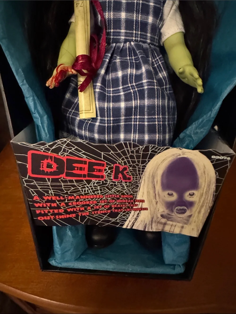 Dee K Living Dead Doll in Blue Plaid Dress - Collectible Kids Toy
